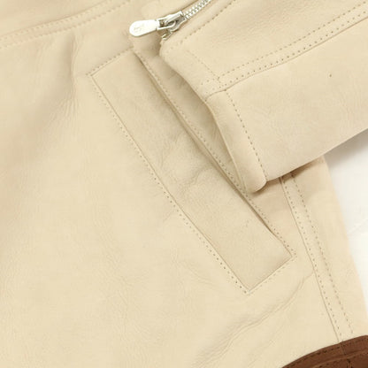 【中古】ブルネロクチネリ Brunello Cucinelli レザーライダースジャケット ベージュ【 M 】【 状態ランクC 】【 メンズ 】