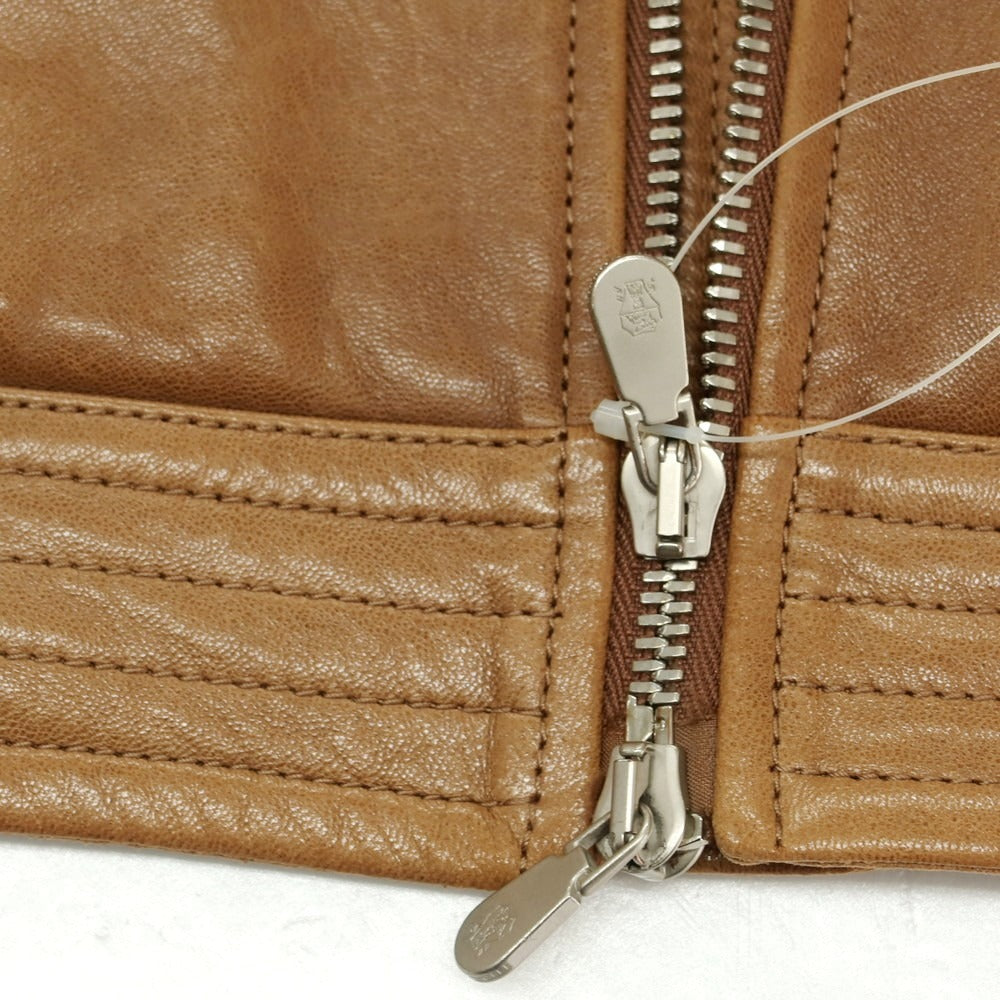 【中古】ブルネロクチネリ Brunello Cucinelli ラムレザーライダースジャケット ブラウン【サイズM】【 状態ランクC 】【 メンズ 】 [DPD]