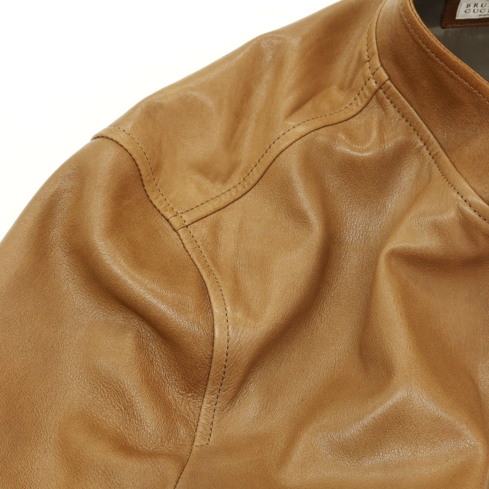 【中古】ブルネロクチネリ Brunello Cucinelli ラムレザーライダースジャケット ブラウン【サイズM】【 状態ランクC 】【 メンズ 】 [DPD]