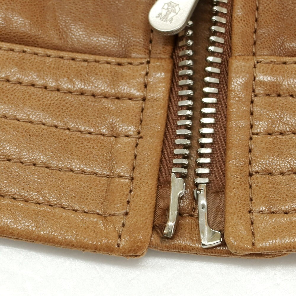 【中古】ブルネロクチネリ Brunello Cucinelli ラムレザーライダースジャケット ブラウン【サイズM】【 状態ランクC 】【 メンズ 】 [DPD]