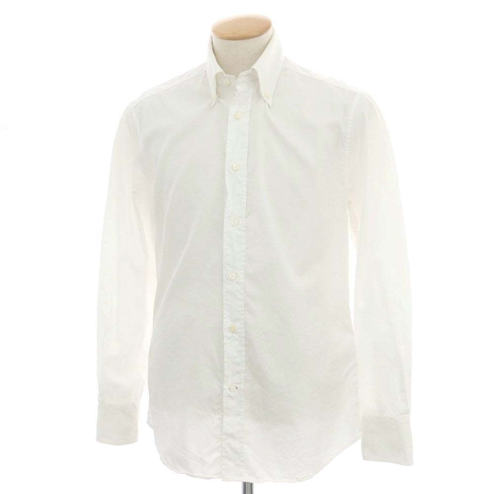 【中古】ブルネロクチネリ Brunello Cucinelli コットン ボタンダウン ドレスシャツ ホワイト【サイズS】【 状態ランクC 】【 メンズ 】