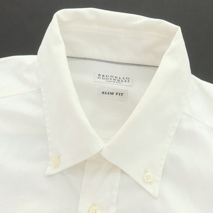 【中古】ブルネロクチネリ Brunello Cucinelli コットン ボタンダウン ドレスシャツ ホワイト【サイズS】【 状態ランクC 】【 メンズ 】