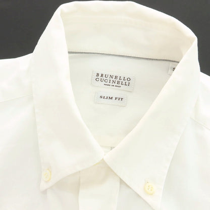 【中古】ブルネロクチネリ Brunello Cucinelli コットン ボタンダウン ドレスシャツ ホワイト【サイズS】【 状態ランクC 】【 メンズ 】
