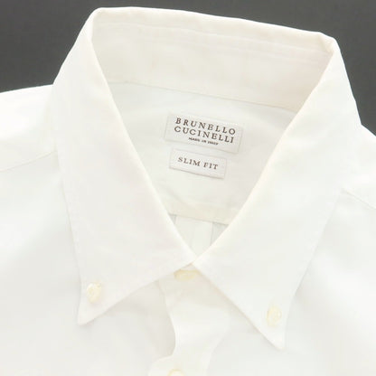 【中古】ブルネロクチネリ Brunello Cucinelli コットン ボタンダウン ドレスシャツ ホワイト【サイズM】【 状態ランクC 】【 メンズ 】