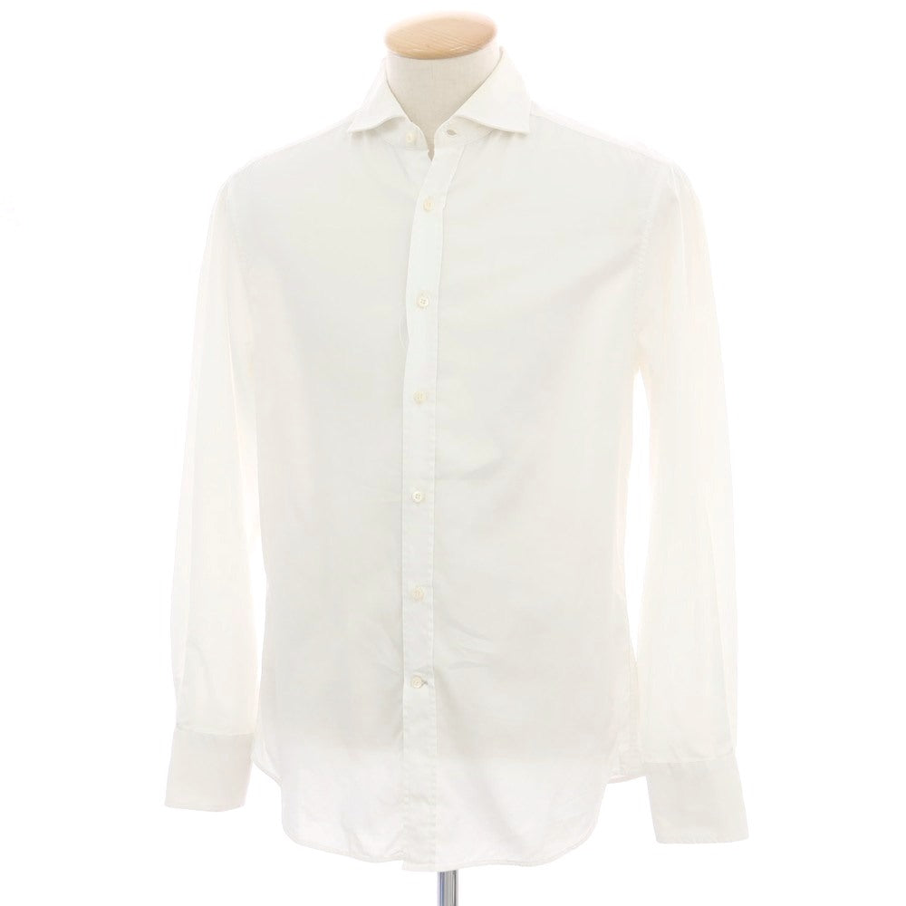 【中古】ブルネロクチネリ Brunello Cucinelli コットン ワイドカラー ドレスシャツ ホワイト【サイズS】【 状態ランクD 】【 メンズ 】