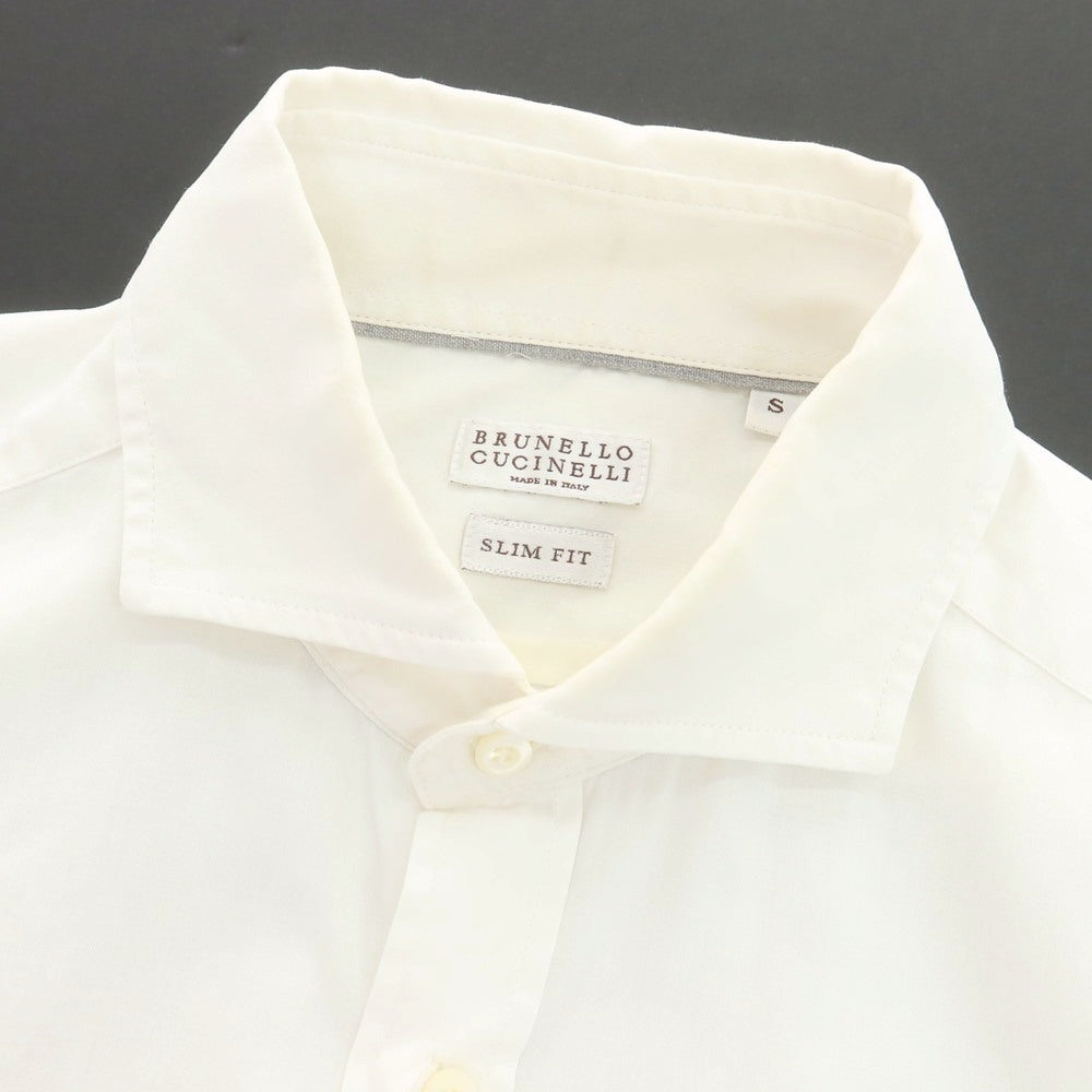 【中古】ブルネロクチネリ Brunello Cucinelli コットン ワイドカラー ドレスシャツ ホワイト【サイズS】【 状態ランクD 】【 メンズ 】