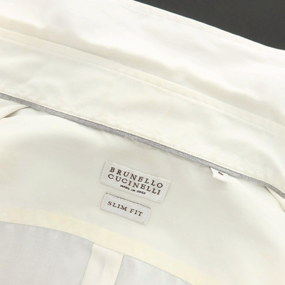 【中古】ブルネロクチネリ Brunello Cucinelli コットン ワイドカラー ドレスシャツ ホワイト【サイズS】【 状態ランクD 】【 メンズ 】
