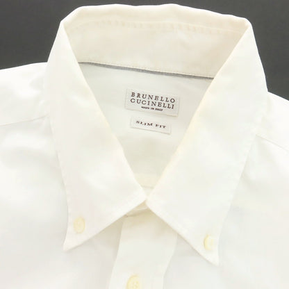 【中古】ブルネロクチネリ Brunello Cucinelli コットン ボタンダウン ドレスシャツ ホワイト【サイズS】【 状態ランクD 】【 メンズ 】