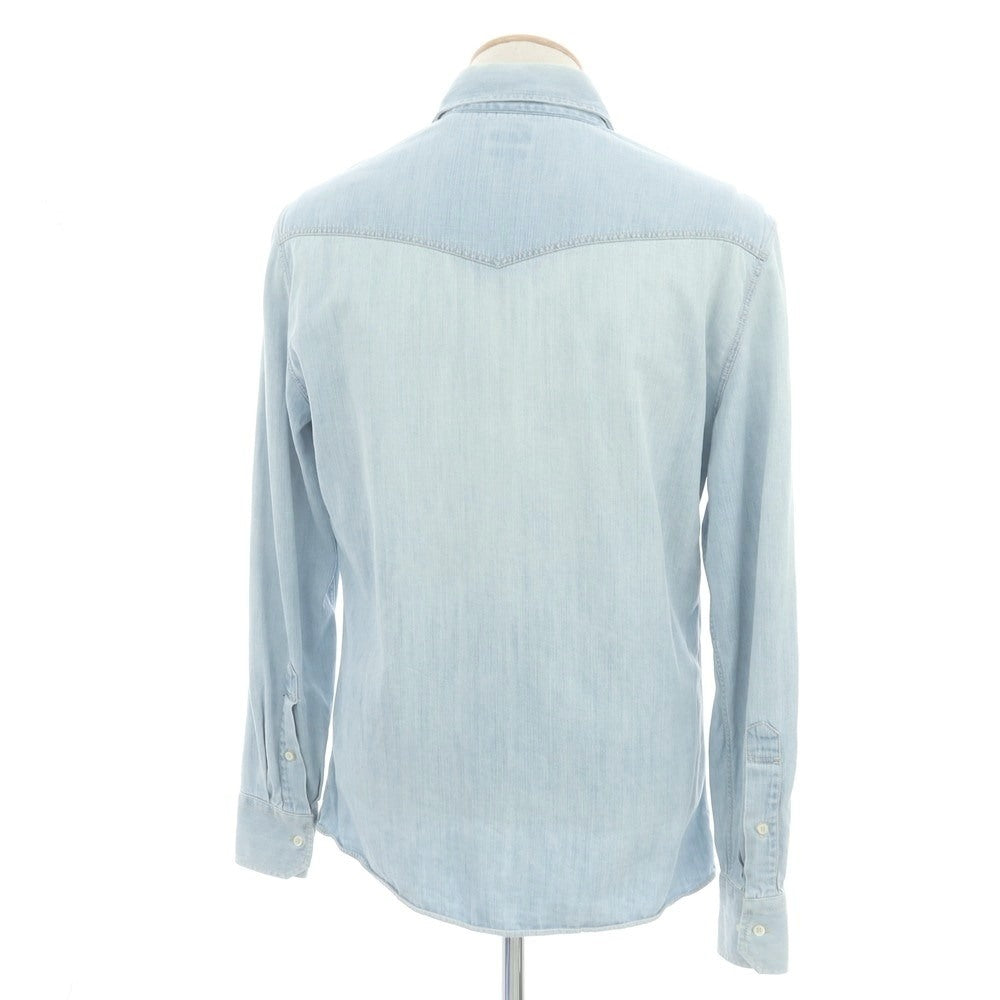 【中古】ブルネロクチネリ Brunello Cucinelli コットン デニム ウエスタンシャツ ライトブルー【 S 】【 状態ランクD 】【 メンズ 】