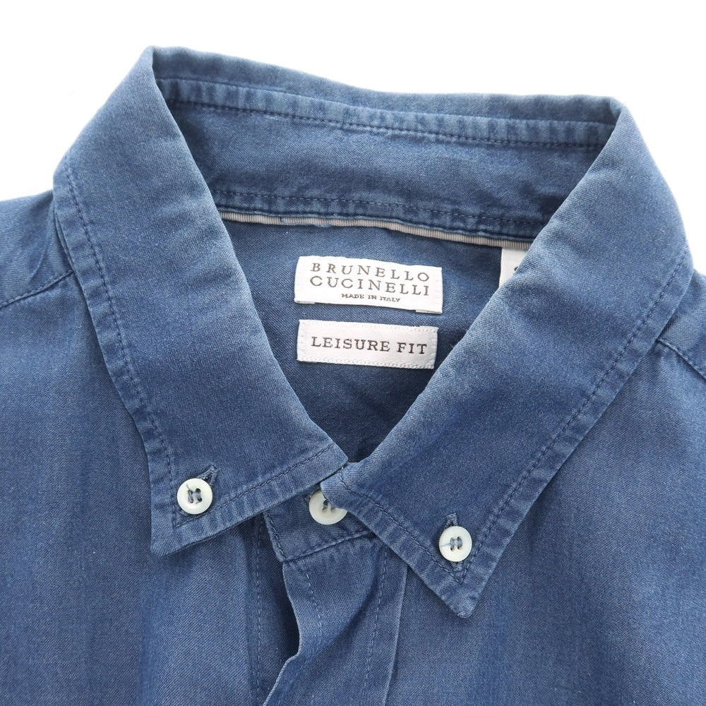 【中古】ブルネロクチネリ Brunello Cucinelli コットン ボタンダウン カジュアルシャツ ネイビー【 S 】【 状態ランクC 】【 メンズ 】