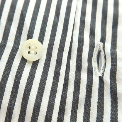【中古】ブルネロクチネリ Brunello Cucinelli コットン ストライプ ワイドカラー カジュアルシャツ ブラックxホワイト【サイズS】【 状態ランクC 】【 メンズ 】