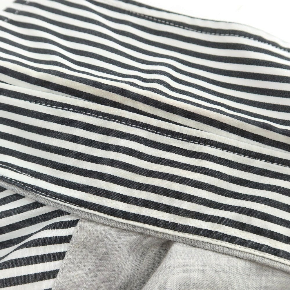 【中古】ブルネロクチネリ Brunello Cucinelli コットン ストライプ ワイドカラー カジュアルシャツ ブラックxホワイト【サイズS】【 状態ランクC 】【 メンズ 】