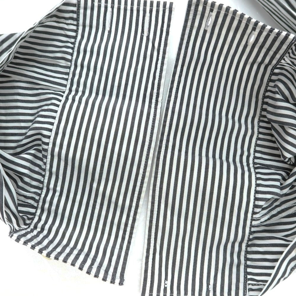 【中古】ブルネロクチネリ Brunello Cucinelli コットン ストライプ ワイドカラー カジュアルシャツ ブラックxホワイト【サイズS】【 状態ランクC 】【 メンズ 】