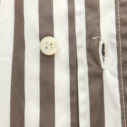 【中古】ブルネロクチネリ Brunello Cucinelli コットン ストライプ ボタンダウン カジュアルシャツ ブラウンxホワイト【サイズS】【 状態ランクD 】【 メンズ 】