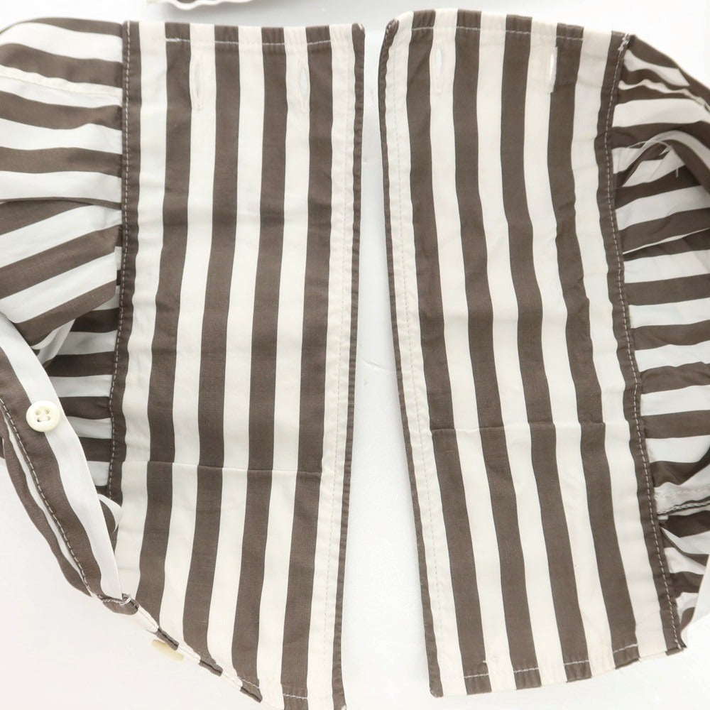 【中古】ブルネロクチネリ Brunello Cucinelli コットン ストライプ ボタンダウン カジュアルシャツ ブラウンxホワイト【サイズS】【 状態ランクD 】【 メンズ 】