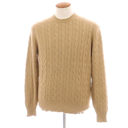 【中古】ブルネロクチネリ Brunello Cucinelli ケーブル編み カシミヤ クルーネック プルオーバーニット ダークベージュ【 48 】【 状態ランクC 】【 メンズ 】