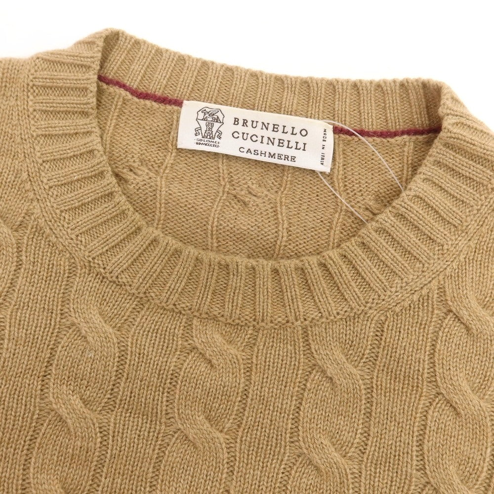 【中古】ブルネロクチネリ Brunello Cucinelli ケーブル編み カシミヤ クルーネック プルオーバーニット ダークベージュ【 48 】【 状態ランクC 】【 メンズ 】