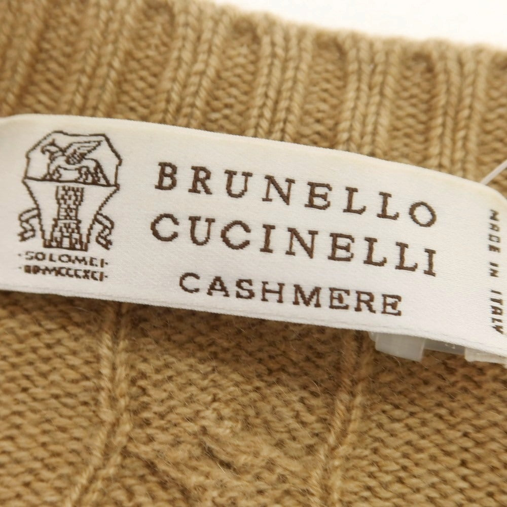 【中古】ブルネロクチネリ Brunello Cucinelli ケーブル編み カシミヤ クルーネック プルオーバーニット ダークベージュ【 48 】【 状態ランクC 】【 メンズ 】