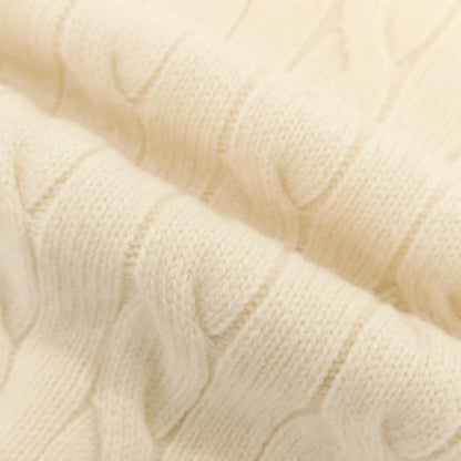 【中古】ブルネロクチネリ Brunello Cucinelli ケーブル編み カシミヤ クルーネック プルオーバーニット オフホワイトxダークグレー【 48 】【 状態ランクB 】【 メンズ 】