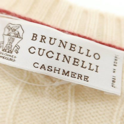 【中古】ブルネロクチネリ Brunello Cucinelli ケーブル編み カシミヤ クルーネック プルオーバーニット オフホワイトxダークグレー【 48 】【 状態ランクB 】【 メンズ 】