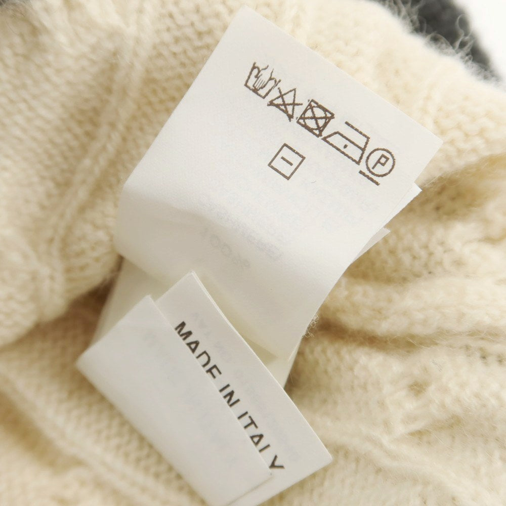 【中古】ブルネロクチネリ Brunello Cucinelli ケーブル編み カシミヤ クルーネック プルオーバーニット オフホワイトxダークグレー【 48 】【 状態ランクB 】【 メンズ 】