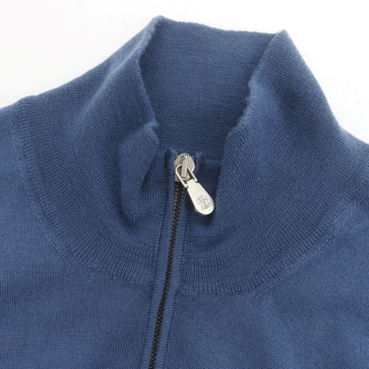 【中古】ブルネロクチネリ Brunello Cucinelli ハイゲージ ウールカシミヤ ハーフジップ プルオーバーニット スモークブルー【 48 】【 状態ランクB 】【 メンズ 】