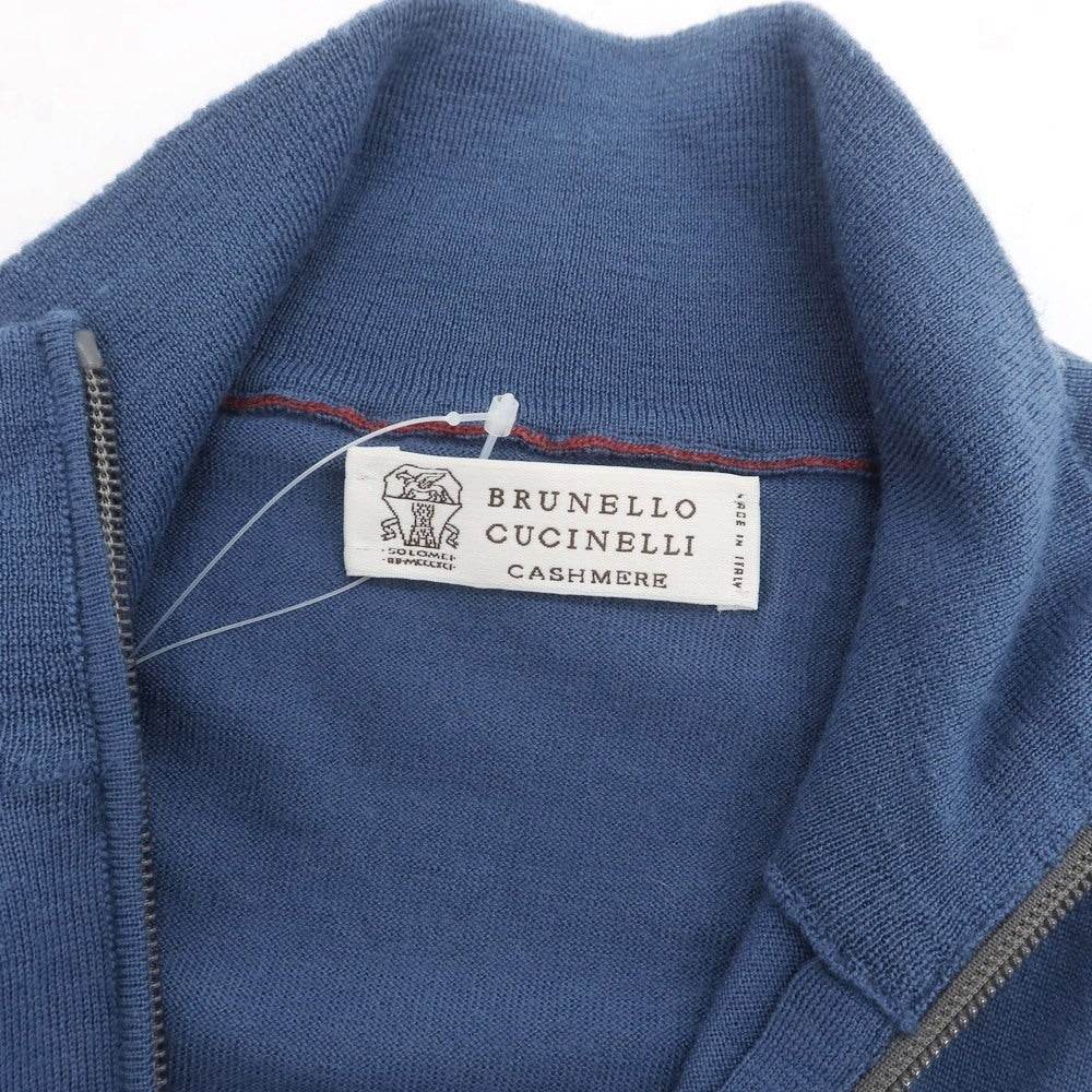 【中古】ブルネロクチネリ Brunello Cucinelli ハイゲージ ウールカシミヤ ハーフジップ プルオーバーニット スモークブルー【 48 】【 状態ランクB 】【 メンズ 】