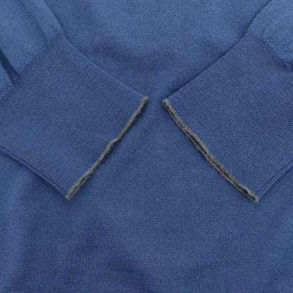 【中古】ブルネロクチネリ Brunello Cucinelli ハイゲージ ウールカシミヤ ハーフジップ プルオーバーニット スモークブルー【 48 】【 状態ランクB 】【 メンズ 】