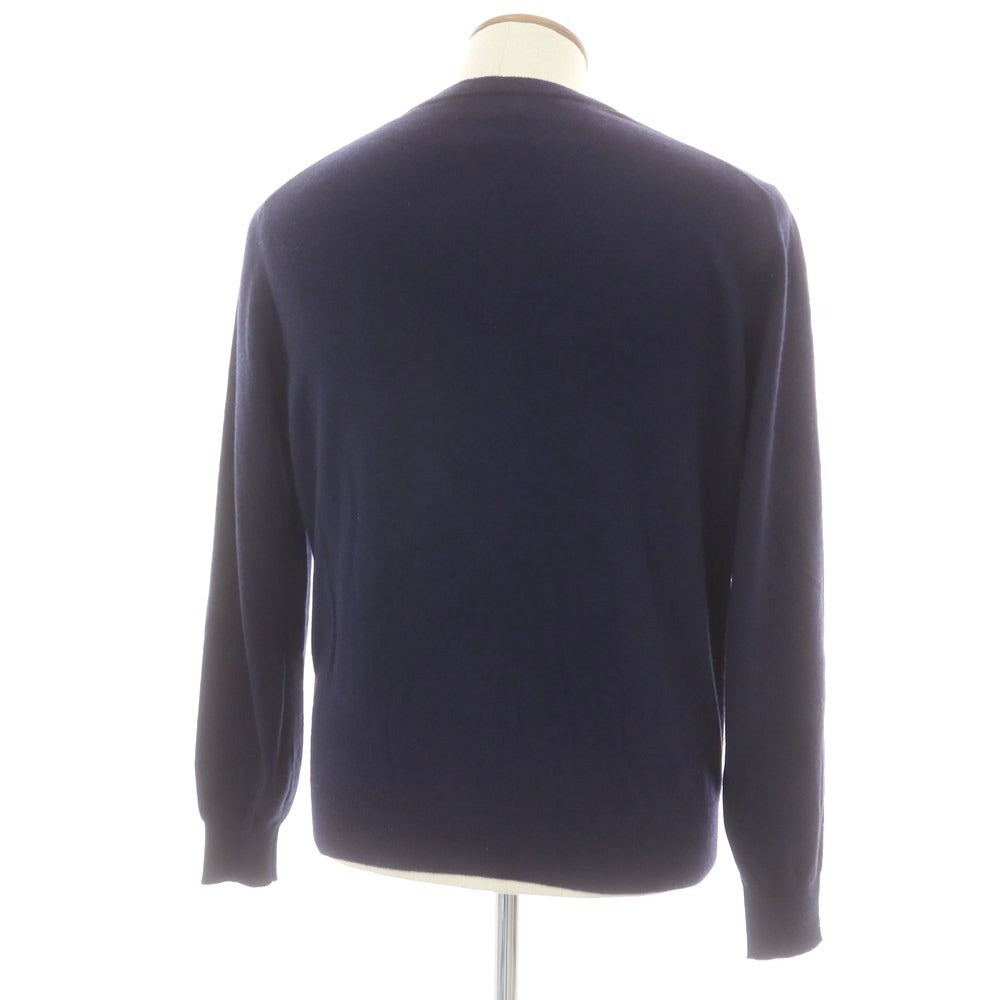 【中古】ブルネロクチネリ Brunello Cucinelli ハイゲージ カシミヤ クルーネック プルオーバーニット ネイビー【 サイズ48 】【 状態ランクB 】【 メンズ 】 [CPD]