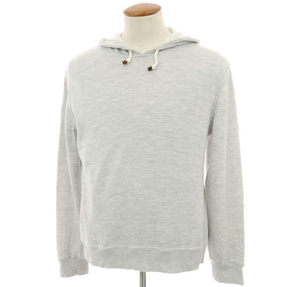 【中古】ブルネロクチネリ Brunello Cucinelli コットンシルクナイロン ジャージー プルオーバー パーカー ライトグレー【 M 】【 状態ランクC 】【 メンズ 】