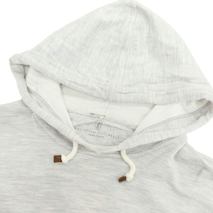 【中古】ブルネロクチネリ Brunello Cucinelli コットンシルクナイロン ジャージー プルオーバー パーカー ライトグレー【 M 】【 状態ランクC 】【 メンズ 】