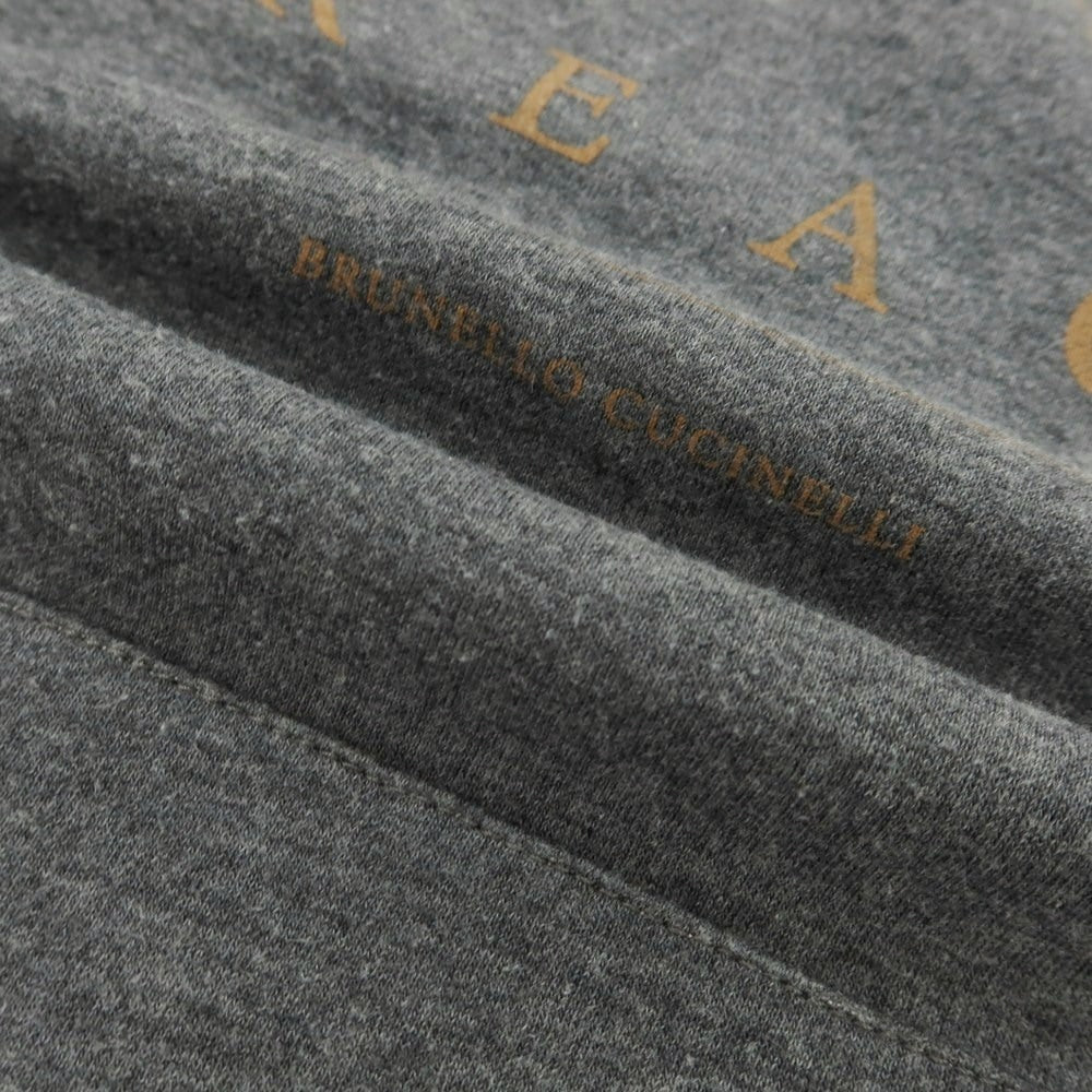 【中古】ブルネロクチネリ Brunello Cucinelli コットンナイロン ジャージー プルオーバー パーカー グレーxベージュ【サイズM】【 状態ランクB 】【 メンズ 】 [CPD]