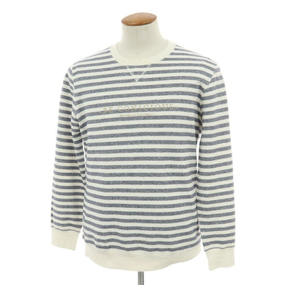 【中古】ブルネロクチネリ Brunello Cucinelli コットンリネン ボーダー クルーネック スウェット ネイビーxホワイト【 M 】【 状態ランクC 】【 メンズ 】