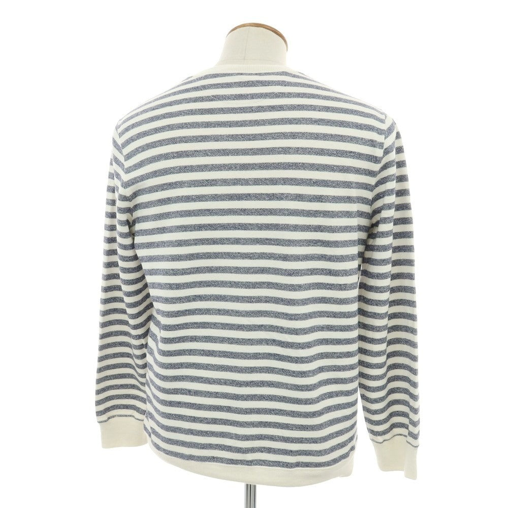 【中古】ブルネロクチネリ Brunello Cucinelli コットンリネン ボーダー クルーネック スウェット ネイビーxホワイト【 M 】【 状態ランクC 】【 メンズ 】