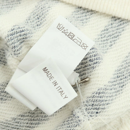 【中古】ブルネロクチネリ Brunello Cucinelli コットンリネン ボーダー クルーネック スウェット ネイビーxホワイト【 M 】【 状態ランクC 】【 メンズ 】