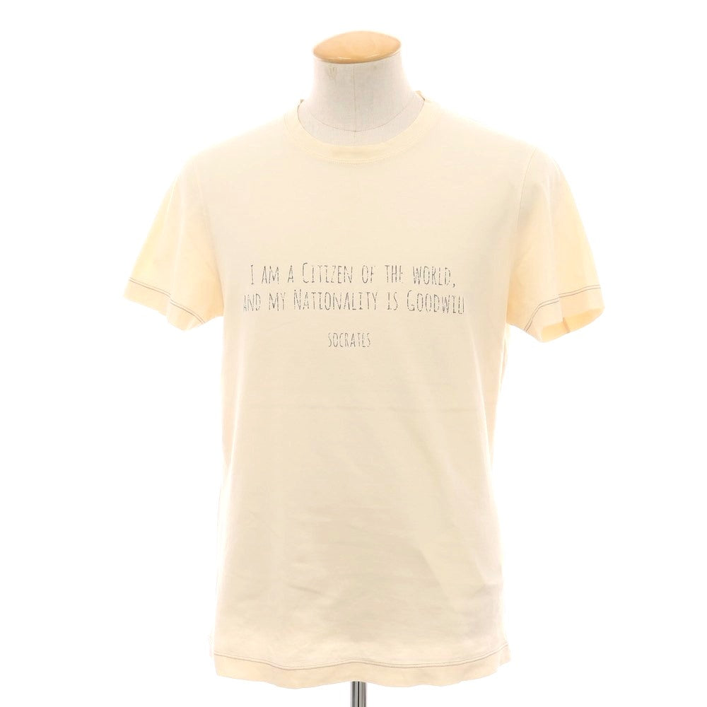 【中古】ブルネロクチネリ Brunello Cucinelli コットン クルーネック 半袖Ｔシャツ アイボリー【 サイズXS 】【 状態ランクB 】【 メンズ 】 [CPD]