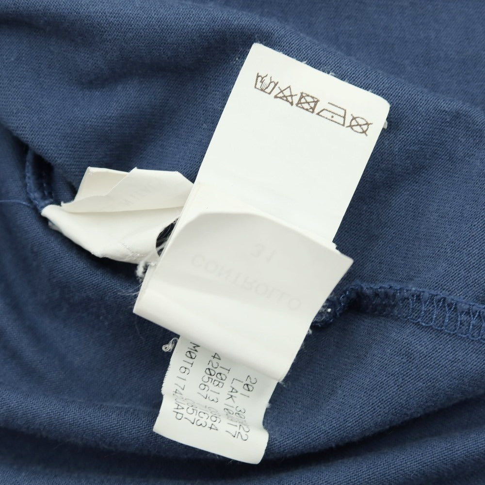 【中古】ブルネロクチネリ Brunello Cucinelli コットン クルーネック レイヤード風 半袖Ｔシャツ ライトネイビー系xライトグレー【 M 】【 状態ランクC 】【 メンズ 】