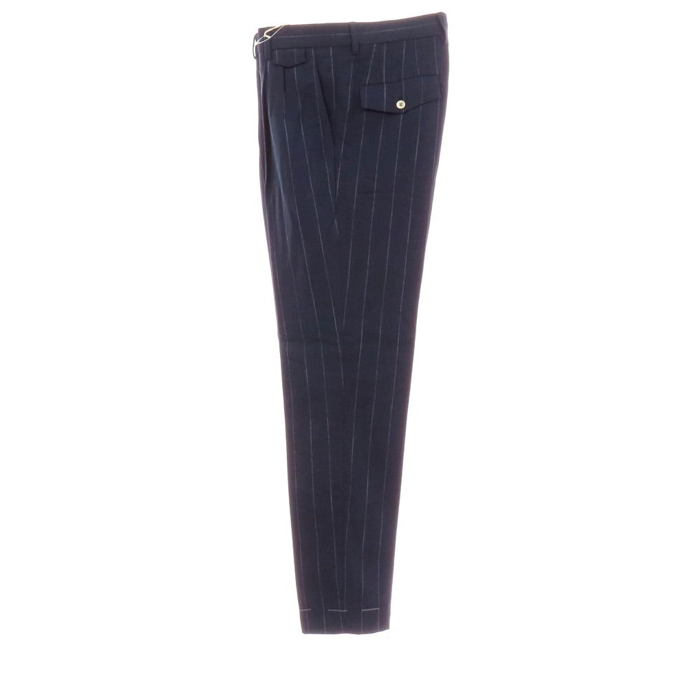 【中古】【未使用】ブルネロクチネリ Brunello Cucinelli コットンウール ストライプ ドレススラックスパンツ ネイビーxホワイト【 46 】【 状態ランクS 】【 メンズ 】