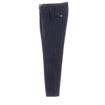 【中古】【未使用】ブルネロクチネリ Brunello Cucinelli コットンウール ストライプ ドレススラックスパンツ ネイビーxホワイト【 46 】【 状態ランクS 】【 メンズ 】