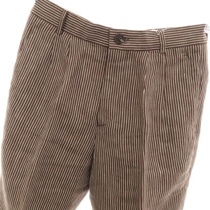 【中古】ブルネロクチネリ Brunello Cucinelli リネン ストライプ カジュアルスラックスパンツ ブラウンxホワイト【 44 】【 状態ランクB 】【 メンズ 】