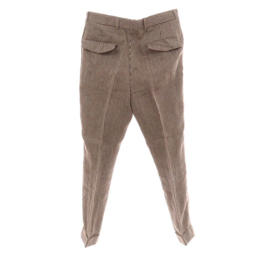 【中古】ブルネロクチネリ Brunello Cucinelli リネン ストライプ カジュアルスラックスパンツ ブラウンxホワイト【サイズ44】【 状態ランクB 】【 メンズ 】[CPD]