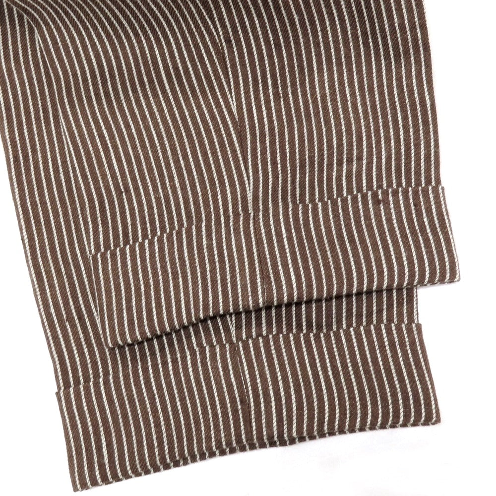 【中古】ブルネロクチネリ Brunello Cucinelli リネン ストライプ カジュアルスラックスパンツ ブラウンxホワイト【サイズ44】【 状態ランクB 】【 メンズ 】[CPD]