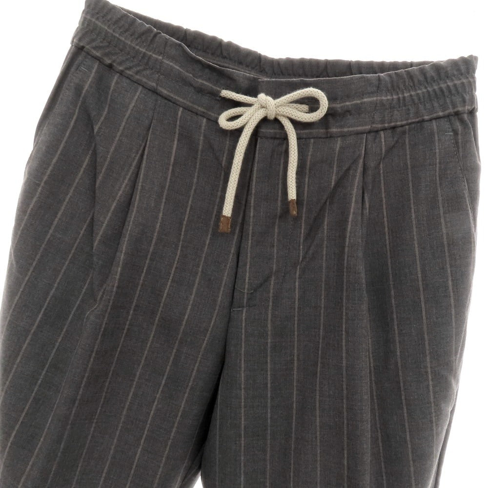 【中古】ブルネロクチネリ Brunello Cucinelli ウール ストライプ イージースラックスパンツ ダークグレーxアッシュブラウン【 44 】【 状態ランクB 】【 メンズ 】