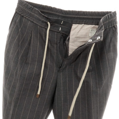 【中古】ブルネロクチネリ Brunello Cucinelli ウール ストライプ イージースラックスパンツ ダークグレーxアッシュブラウン【 44 】【 状態ランクB 】【 メンズ 】