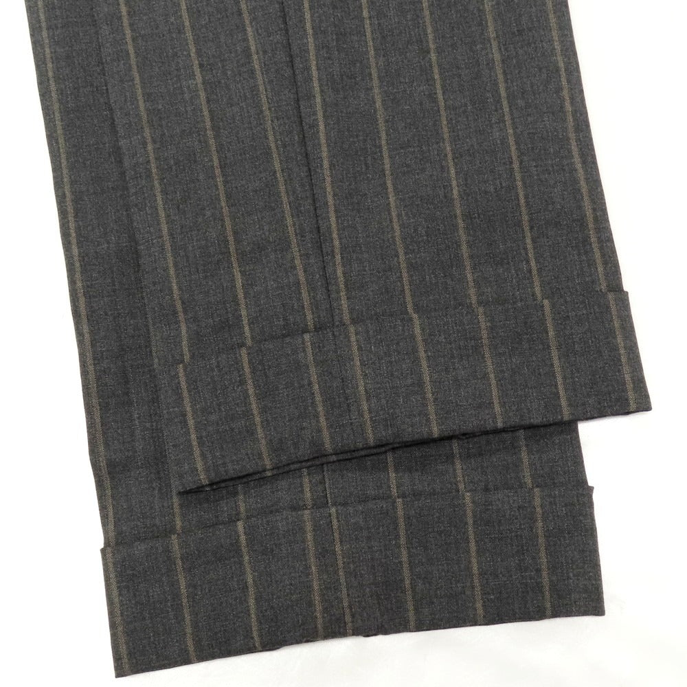 【中古】ブルネロクチネリ Brunello Cucinelli ウール ストライプ イージースラックスパンツ ダークグレーxアッシュブラウン【 44 】【 状態ランクB 】【 メンズ 】