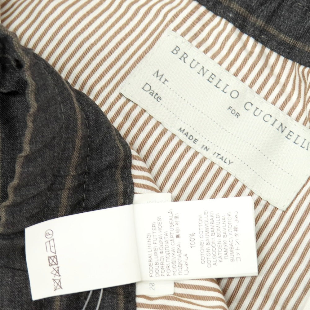 【中古】ブルネロクチネリ Brunello Cucinelli ウール ストライプ イージースラックスパンツ ダークグレーxアッシュブラウン【 44 】【 状態ランクB 】【 メンズ 】