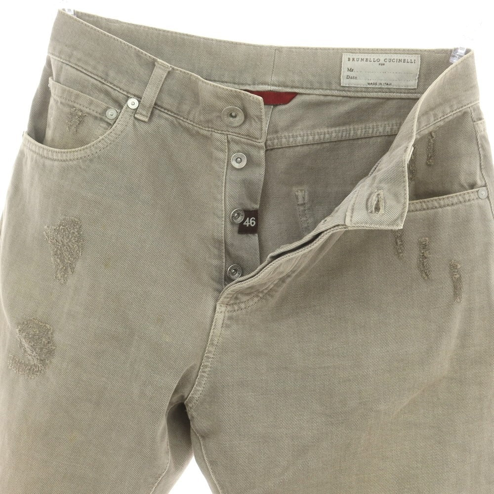 【中古】ブルネロクチネリ Brunello Cucinelli コットンポリエステル デニムパンツ グレージュ【 46 】【 状態ランクD 】【 メンズ 】