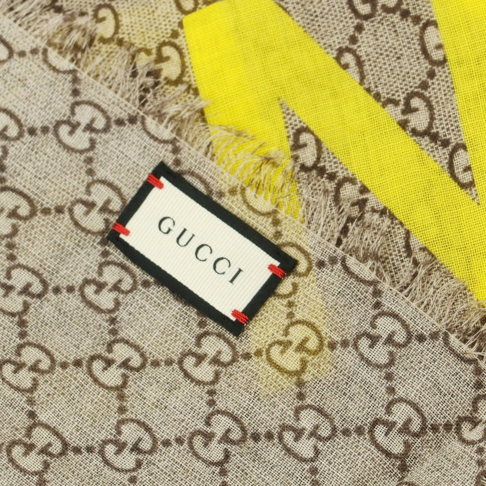 【中古】グッチ GUCCI FAKE NOT ウール ストール グレーベージュ【 状態ランクB 】【 メンズ 】