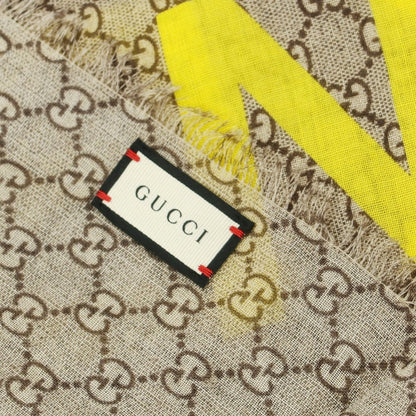 【中古】グッチ GUCCI FAKE NOT ウール ストール グレーベージュ【 状態ランクB 】【 メンズ 】