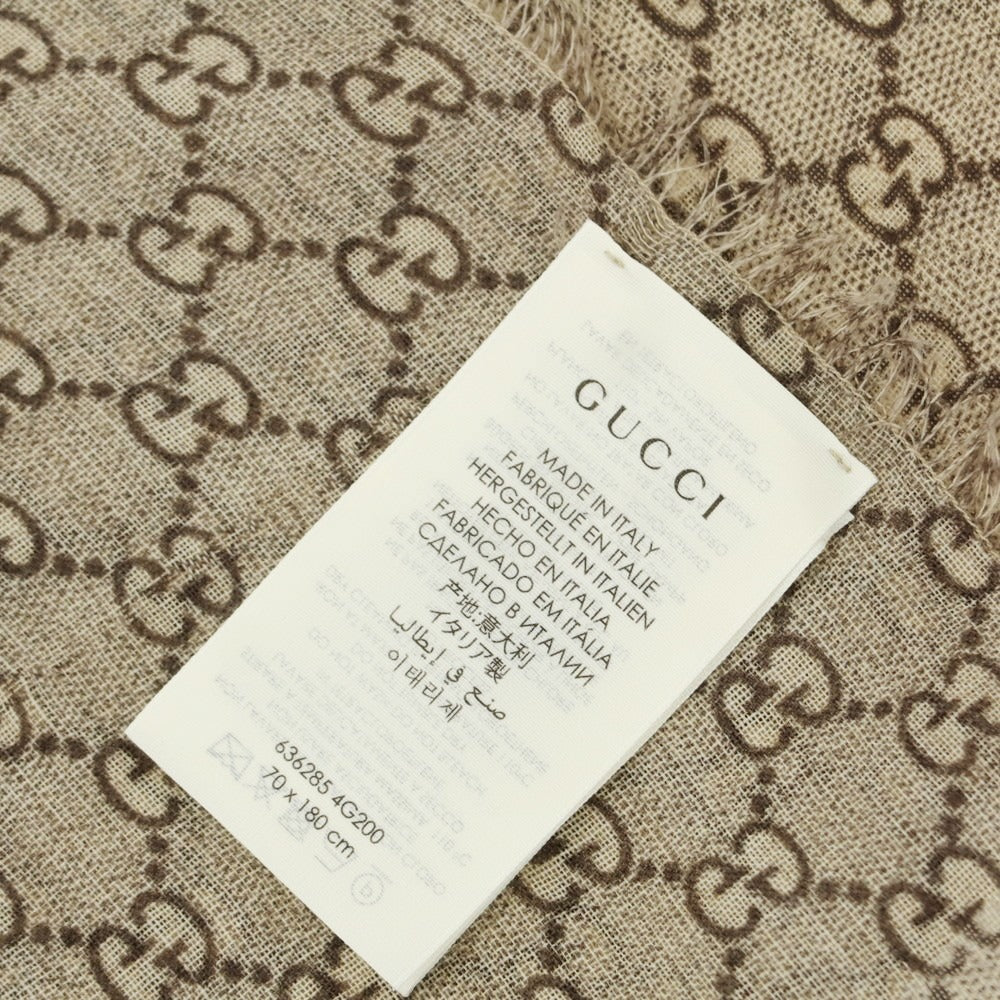 【中古】グッチ GUCCI FAKE NOT ウール ストール グレーベージュ【 状態ランクB 】【 メンズ 】